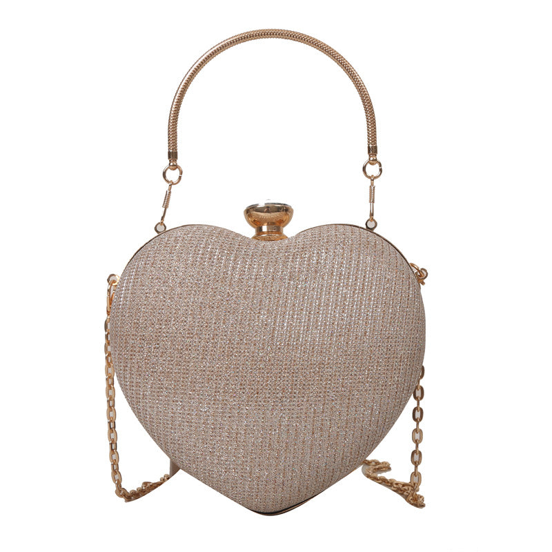 Wholesale Heart-shaped bag cute girl handbag crossbody evening bag chain bag